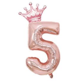 Patladı Gitti 5 Rakam Kral Tacı Rose Gold Folyo Balon Doğum Günü Parti Kutlama Seti