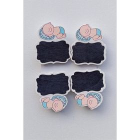 Patladı Gitti 6 cm 4 Adet Yazı Yazılabilir Mavi Erkek Bebek Süs Mandalı