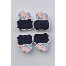 Patladı Gitti 6 cm 4 Adet Yazı Yazılabilir Mavi Erkek Bebek Süs Mandalı