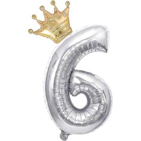 Patladı Gitti 6 Rakam Gold Gümüş Kral Tacı Folyo Balon Doğum Günü Parti Kutlama Seti