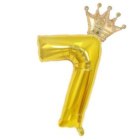 Patladı Gitti 7 Rakam Kral Tacı Gold Folyo Balon Doğum Günü Parti Kutlama Seti
