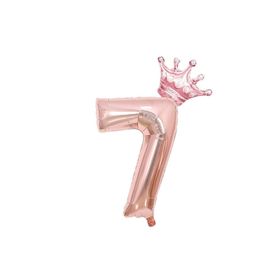 Patladı Gitti 7 Rakam Kral Tacı Rose Gold Folyo Balon Doğum Günü Parti Kutlama Seti