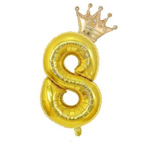 Patladı Gitti 8 Rakam Kral Tacı Gold Folyo Balon Doğum Günü Parti Kutlama Seti