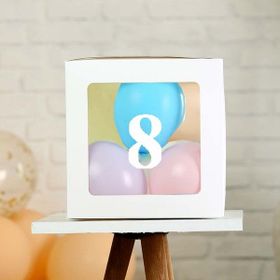 Patladı Gitti 8 Rakam Şeffaf Beyaz Kutu Bebek Çocuk Doğum Günü Süsleme Balon Kendin Yap Seti