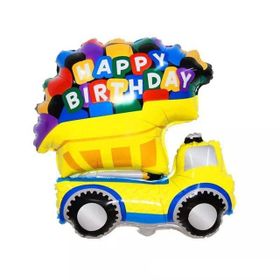 Patladı Gitti 80 cm Happy Birthday Kamyon İnşaat Temalı Parti Malzemesi Folyo Balon
