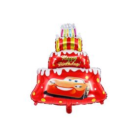 Patladı Gitti 80x60 cm Araba Temalı Pasta Şeklinde Folyo Happy Birthday Doğum Günü Balonu