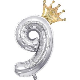 Patladı Gitti 9 Rakam Gümüş Gold Kral Tacı Folyo Balon Doğum Günü Parti Kutlama Seti