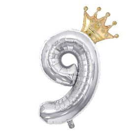 Patladı Gitti 9 Rakam Gümüş Gold Kral Tacı Folyo Balon Doğum Günü Parti Kutlama Seti