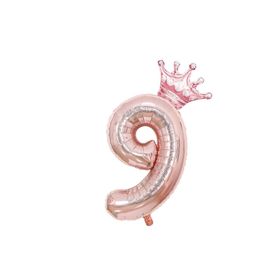 Patladı Gitti 9 Rakam Kral Tacı Rose Gold Folyo Balon Doğum Günü Parti Kutlama Seti