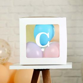 Patladı Gitti C Harf Şeffaf Beyaz Kutu Bebek Çocuk Doğum Günü Süsleme ve Balon Kendin Yap Seti