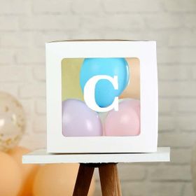 Patladı Gitti C Harf Şeffaf Beyaz Kutu Bebek Çocuk Doğum Günü Süsleme ve Balon Kendin Yap Seti