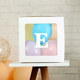 Patladı Gitti E Harf Şeffaf Beyaz Kutu Bebek Çocuk Doğum Günü Süsleme ve Balon Kendin Yap Seti