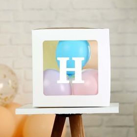 Patladı Gitti H Harf Şeffaf Beyaz Kutu Bebek Çocuk Doğum Günü Süsleme ve Balon Kendin Yap Seti