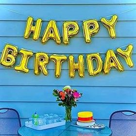 Patladı Gitti Happy Birthday Harf Gold Altın Renk 13 Parça Folyo Balon Seti