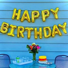 Patladı Gitti Happy Birthday Harf Gold Altın Renk 13 Parça Folyo Balon Seti