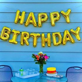 Patladı Gitti Happy Birthday Harf Gold Altın Renk 13 Parça Folyo Balon Seti