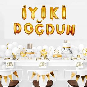 Patladı Gitti İyi Ki Doğdun Harf Gold Altın Renk 11 Parça Folyo Balon Seti