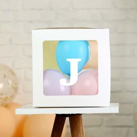 Patladı Gitti J Harf Şeffaf Beyaz Kutu Bebek Çocuk Doğum Günü Süsleme ve Balon Kendin Yap Seti