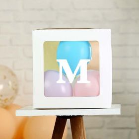 Patladı Gitti M Harf Şeffaf Beyaz Kutu Bebek Çocuk Doğum Günü Süsleme ve Balon Kendin Yap Seti
