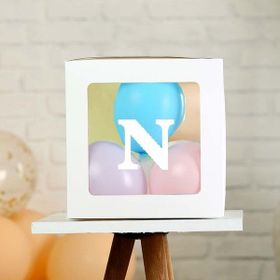 Patladı Gitti N Harf Şeffaf Beyaz Kutu Bebek Çocuk Doğum Günü Süsleme ve Balon Kendin Yap Seti
