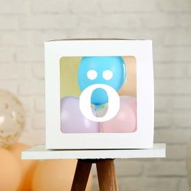 Patladı Gitti Ö Harf Şeffaf Beyaz Kutu Bebek Çocuk Doğum Günü Süsleme ve Balon Kendin Yap Seti