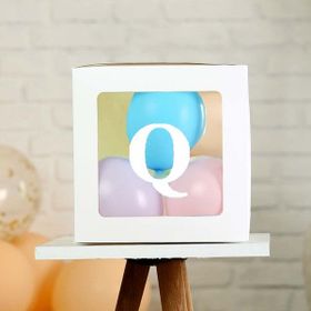 Patladı Gitti Q Harf Şeffaf Beyaz Kutu Bebek Çocuk Doğum Günü Süsleme ve Balon Kendin Yap Seti