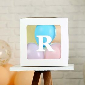 Patladı Gitti R Harf Şeffaf Beyaz Kutu Bebek Çocuk Doğum Günü Süsleme ve Balon Kendin Yap Seti
