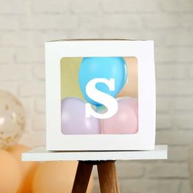 Patladı Gitti S Harf Şeffaf Beyaz Kutu Bebek Çocuk Doğum Günü Süsleme ve Balon Kendin Yap Seti