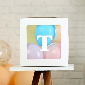Patladı Gitti T Harf Şeffaf Beyaz Kutu Bebek Çocuk Doğum Günü Süsleme ve Balon Kendin Yap Seti