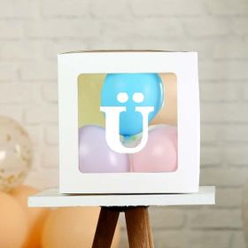 Patladı Gitti Ü Harf Şeffaf Beyaz Kutu Bebek Çocuk Doğum Günü Süsleme ve Balon Kendin Yap Seti