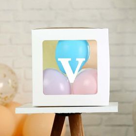 Patladı Gitti V Harf Şeffaf Beyaz Kutu Bebek Çocuk Doğum Günü Süsleme ve Balon Kendin Yap Seti