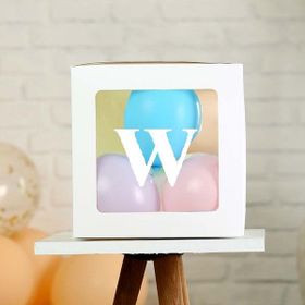 Patladı Gitti W Harf Şeffaf Beyaz Kutu Bebek Çocuk Doğum Günü Süsleme ve Balon Kendin Yap Seti