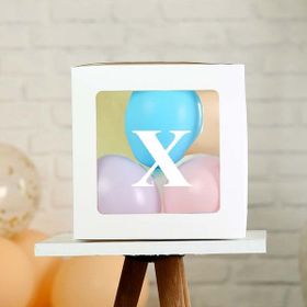 Patladı Gitti X Harf Şeffaf Beyaz Kutu Bebek Çocuk Doğum Günü Süsleme ve Balon Kendin Yap Seti