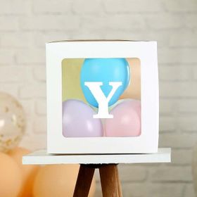 Patladı Gitti Y Harf Şeffaf Beyaz Kutu Bebek Çocuk Doğum Günü Süsleme ve Balon Kendin Yap Seti