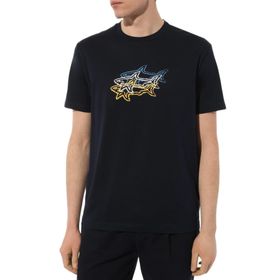 Paul & Shark 24411041-013 Lacivert Pamuk Regular Fit Bisiklet Yaka Baskılı Erkek Tişört