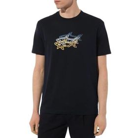 Paul & Shark 24411041-013 Lacivert Pamuk Regular Fit Bisiklet Yaka Baskılı Erkek Tişört