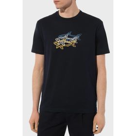 Paul & Shark 24411041-013 Lacivert Pamuk Regular Fit Bisiklet Yaka Baskılı Erkek Tişört
