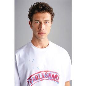 Paul & Shark 24411114-010 Beyaz Marka Logo Detaylı Bisiklet Yaka Regular Fit Erkek Tişört