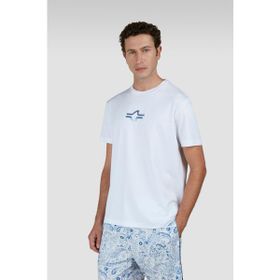 Paul & Shark 25411084-010 Beyaz Pamuklu Normal Kesim Shark Logolu Kısa Kollu Erkek Tişört