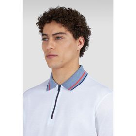 Paul & Shark 25411285-010 Beyaz Normal Kesim Organik Pamuklu Fermuarlı Polo Yaka Erkek Tişört