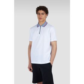 Paul & Shark 25411285-010 Beyaz Normal Kesim Organik Pamuklu Fermuarlı Polo Yaka Erkek Tişört