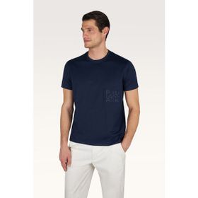 Paul & Shark 26411031-013 Lacivert Regular Fit Yuvarlak Yakalı Logo İşlemeli Pamuklu Kısa Kollu Erkek Tişört
