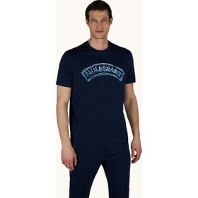 Paul & Shark 26411071-013 Lacivert Regular Fit Pamuklu Yuvarlak Yakalı Baskılı Kısa Kollu Erkek Tişört