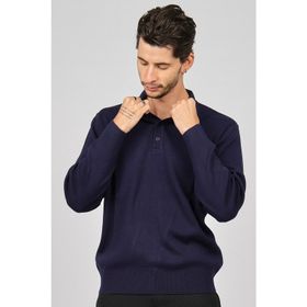 Pave 4358104 İndigo Polo Yaka Yün Erkek Kazak