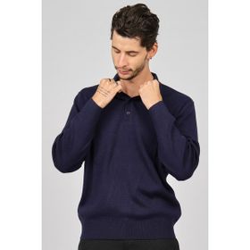 Pave 4358104 İndigo Polo Yaka Yün Erkek Kazak