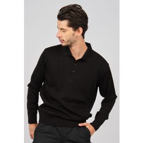 Pave 4358104 Siyah Polo Yaka Yün Erkek Kazak