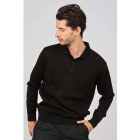 Pave 4358104 Siyah Polo Yaka Yün Erkek Kazak