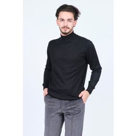 Pave 4533090 Siyah Yarım Balıkçı Triko Yün Erkek Kazak