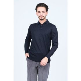 Pave 4533294 Lacivert Desenli Polo Yaka Triko Yün Erkek Kazak