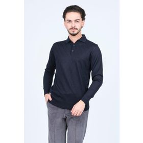Pave 4533294 Lacivert Desenli Polo Yaka Triko Yün Erkek Kazak